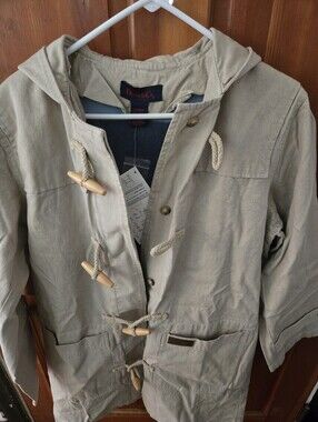 Denim & Co. Beige Hooded Toggle Coat